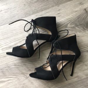 Gorgeous black suede lace-up booties